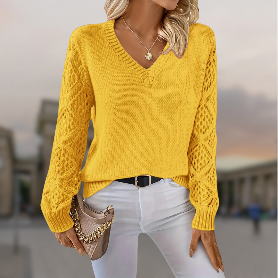 Isabella | Feinstrickpullover mit Spitzenärmeln