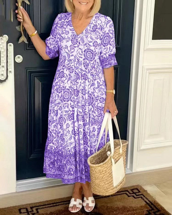 Zoë Bohème Kleid mit V-Ausschnitt für stilvolle Sommerauftritte
