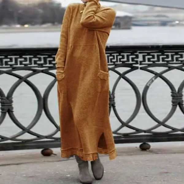 Lea | Langes Wollkleid mit Baumwollanteil für Damen