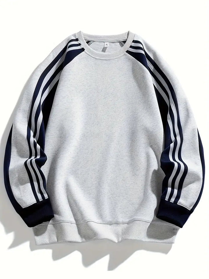 Leandro | Sweatshirt mit Streifenärmeln & Rundhalsausschnitt