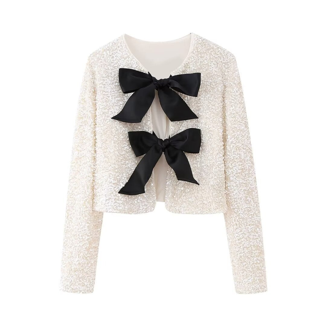 Anna | Cardigan mit Schleifen- und Pailletten-Details