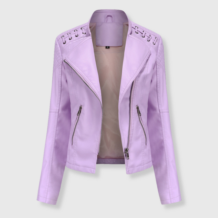 Clara | Stylische kurze Biker-Lederjacke für Damen