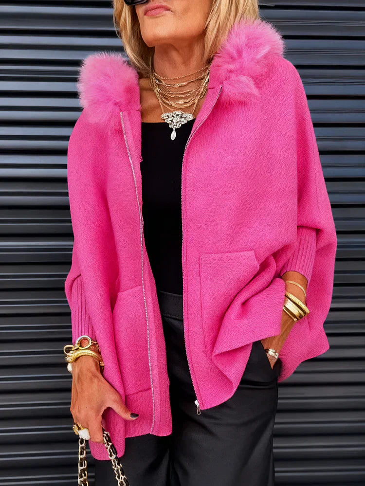 Faye | Stylische Damenjacke Mit Flauschigem Kragen