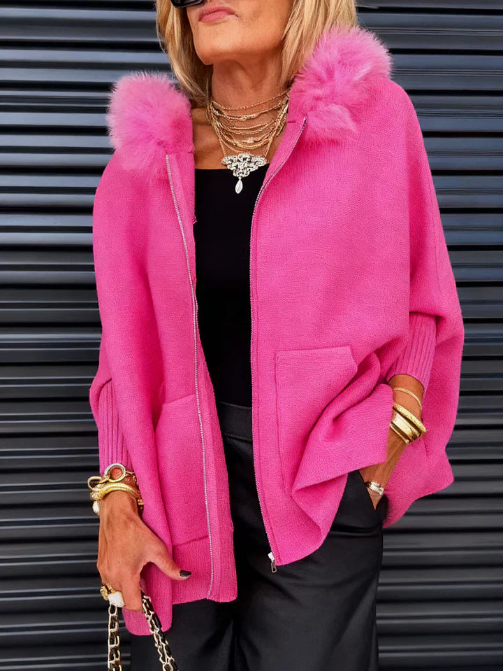 Faye | Stylische Damenjacke Mit Flauschigem Kragen