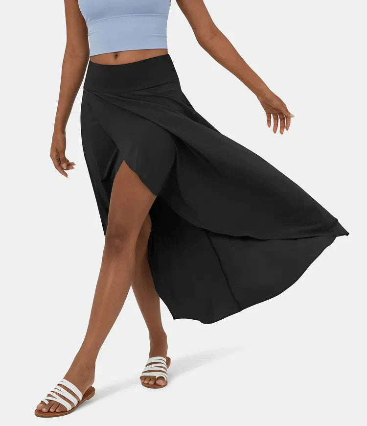 2-in-1 Midirock mit Rüsche und hoher Taille