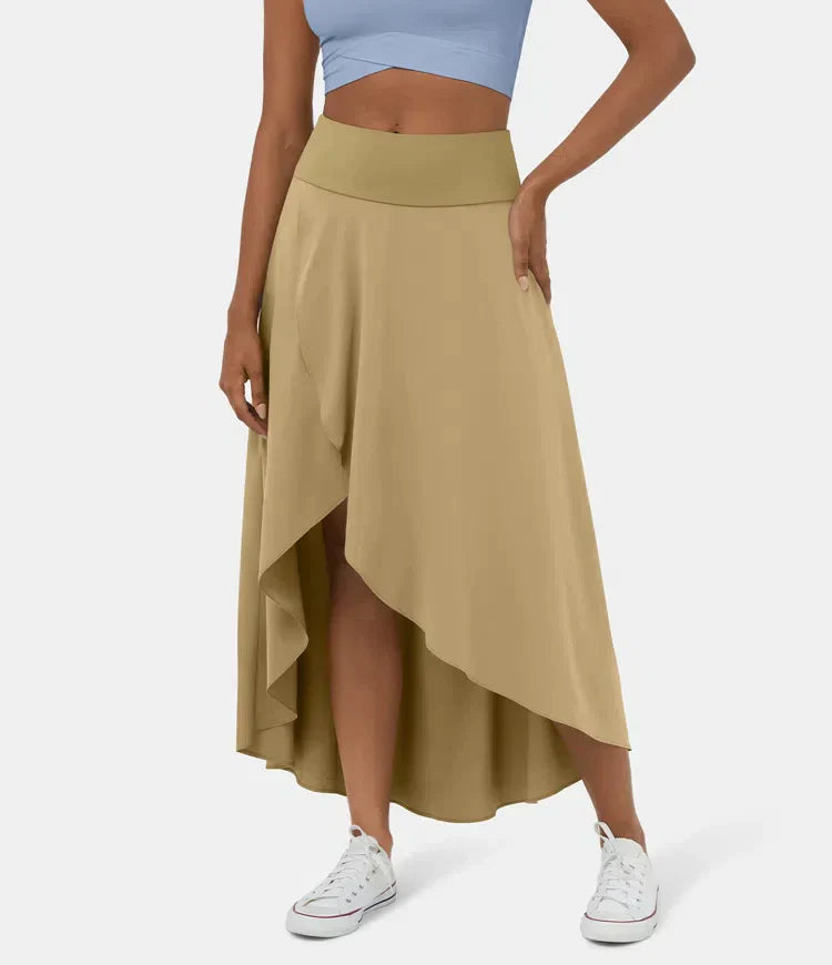 2-in-1 Midirock mit Rüsche und hoher Taille
