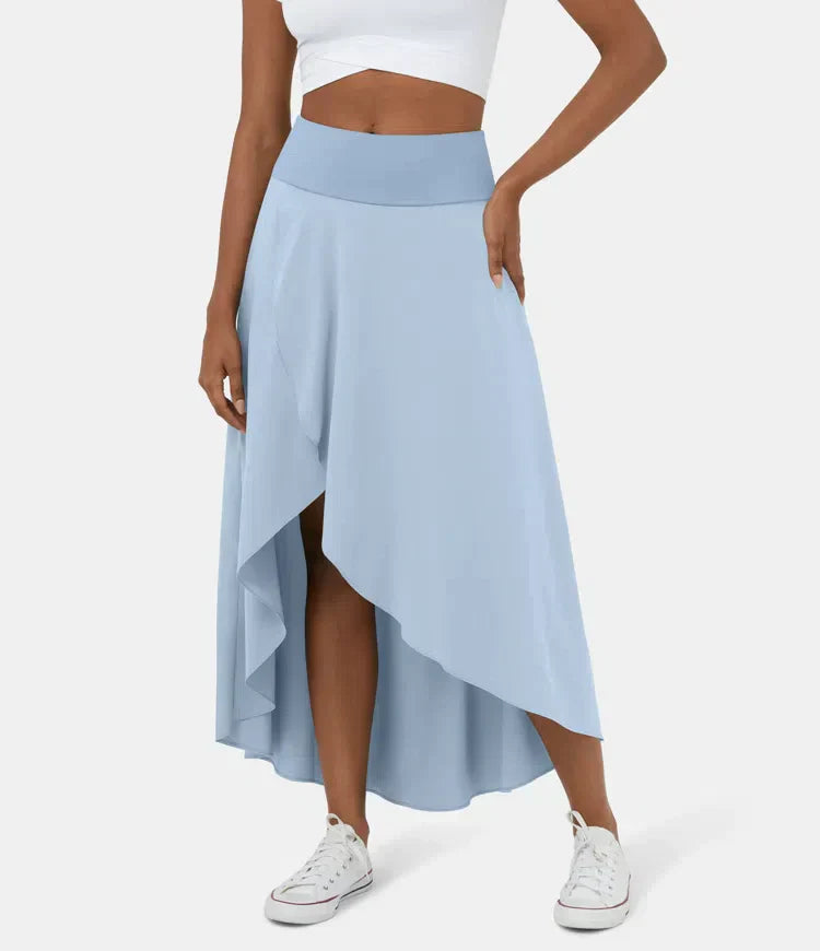 2-in-1 Midirock mit Rüsche und hoher Taille