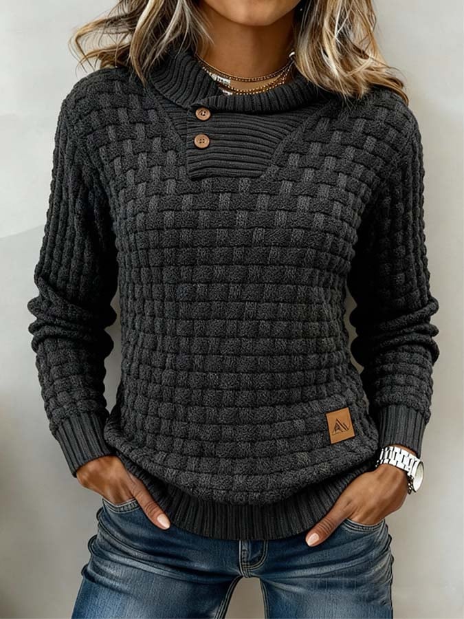 Dina | Casual Damenpullover schlicht mit markantem Kragen