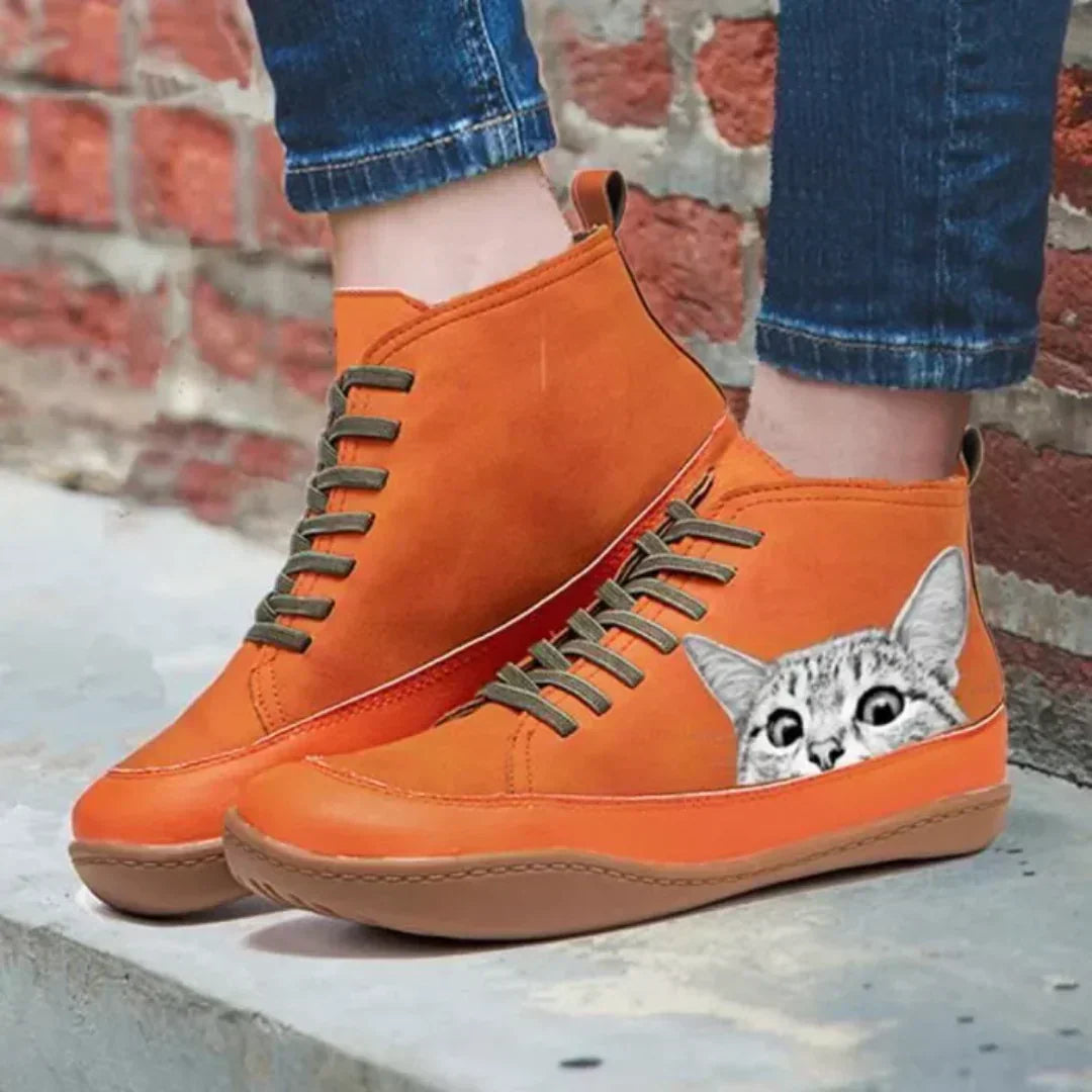 Clara | Leder-Stiefeletten für Katzenliebhaber