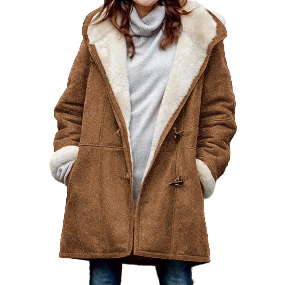 Sandy | Damenmantel mit Kapuze & Samtdetails
