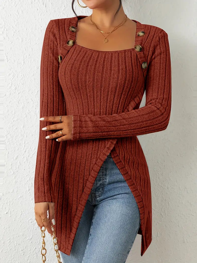 Camille | Asymmetrisches Oberteil mit Knopfdetails