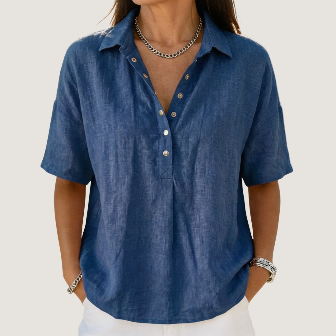 Mia | Bluse Damen Kragen Knopfleiste Chic