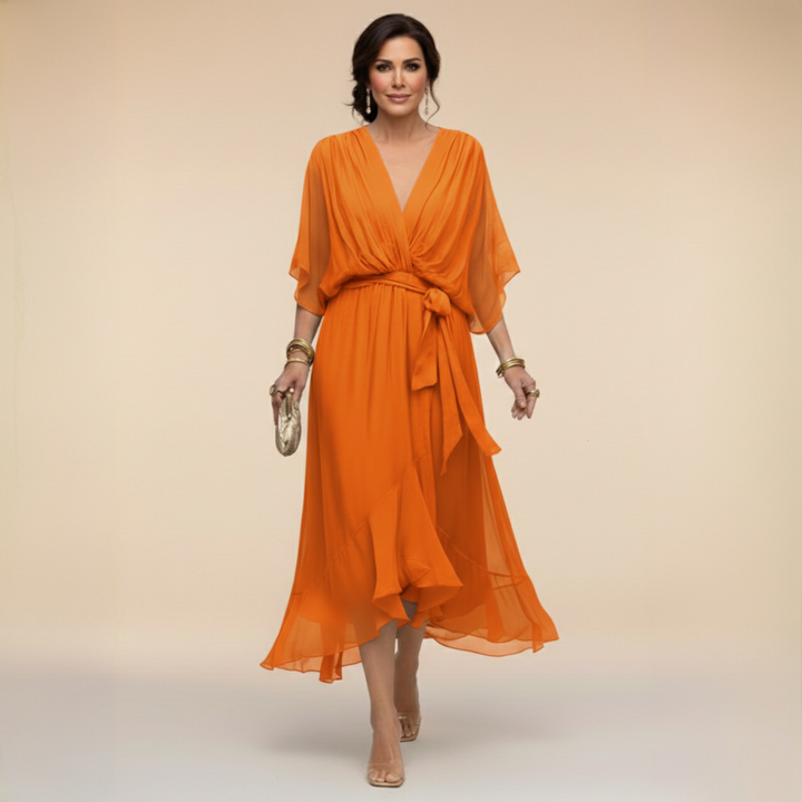 Lena | Chiffonkleid mit V-Ausschnitt für Damen
