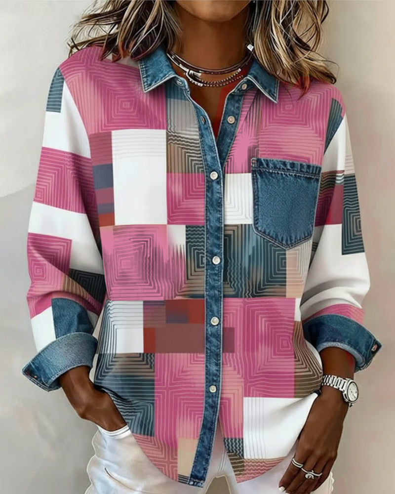 Lea | Damen Shirt modern farbig mit modischem Kragen