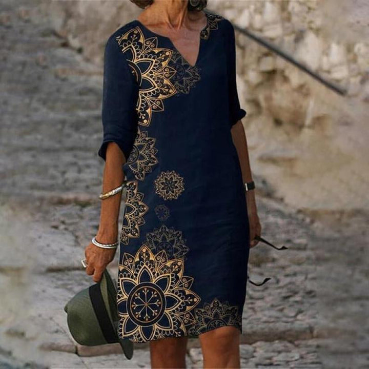 Flora | Leinenkleid mit Blumenmuster für Damen
