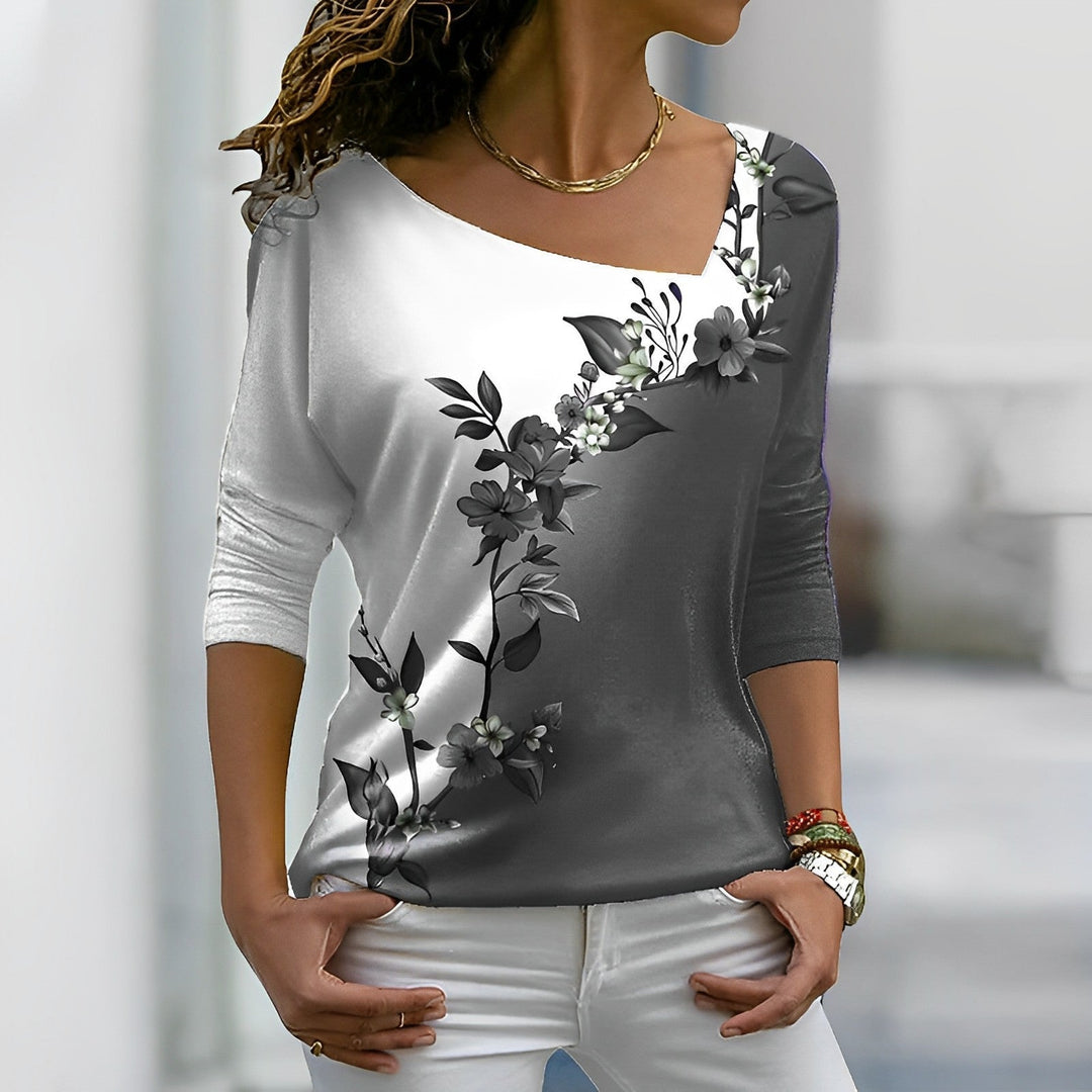 Dahlia | Geblümtes T-Shirt mit farbigen Akzenten