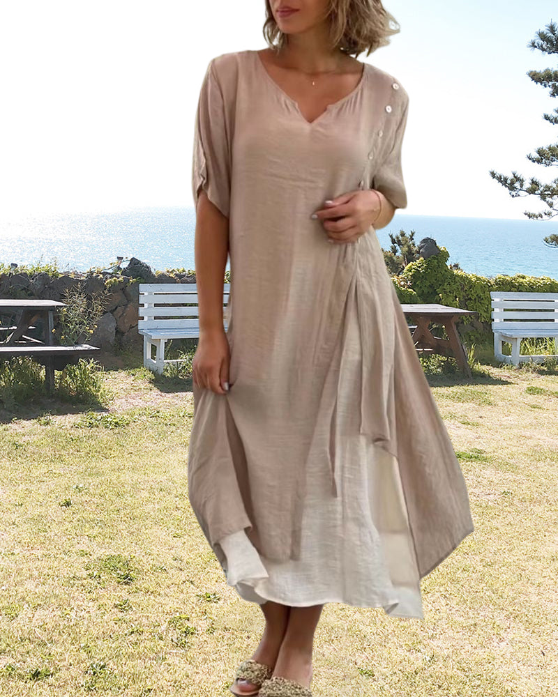 Velissa | Asymmetrisches Kleid mit kurzen Ärmeln