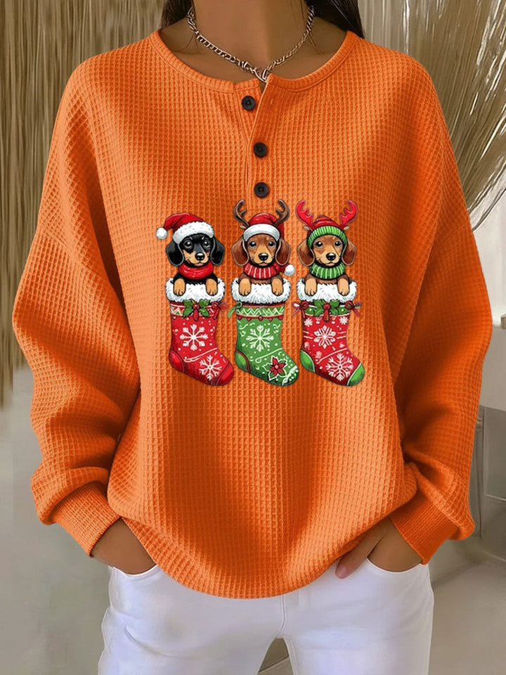 Mara | Damen Weihnachts-Pullover Hundedesign Retro-Stil