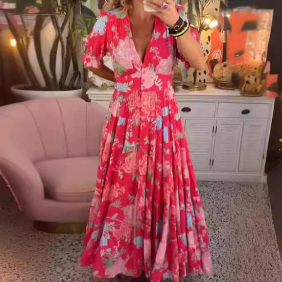 Rosalia | Elegantes langes Kleid mit V-Ausschnitt