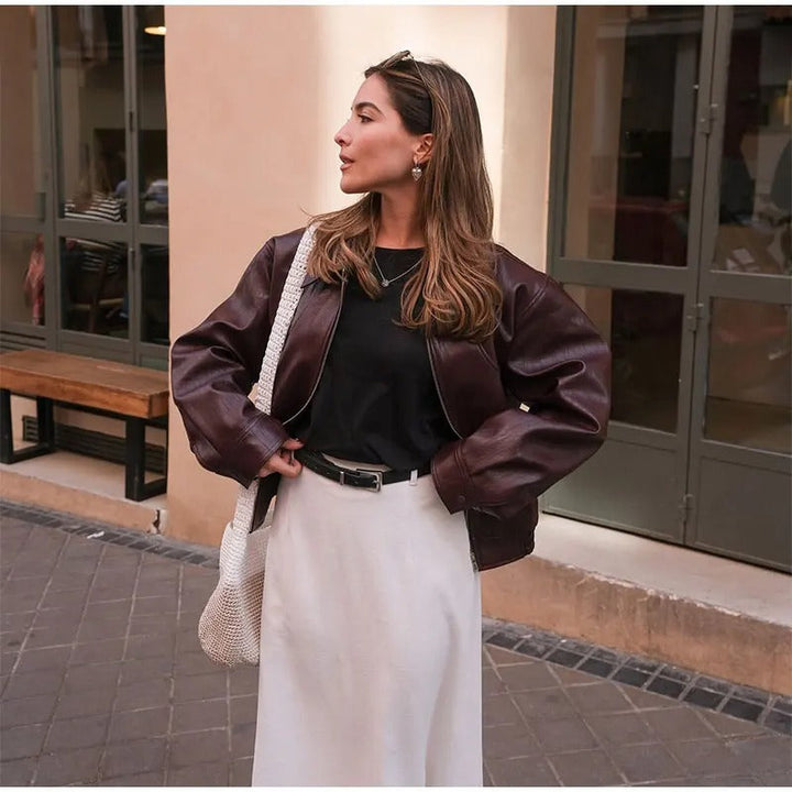 Anna | Klassische Jacke in Burgunderrot