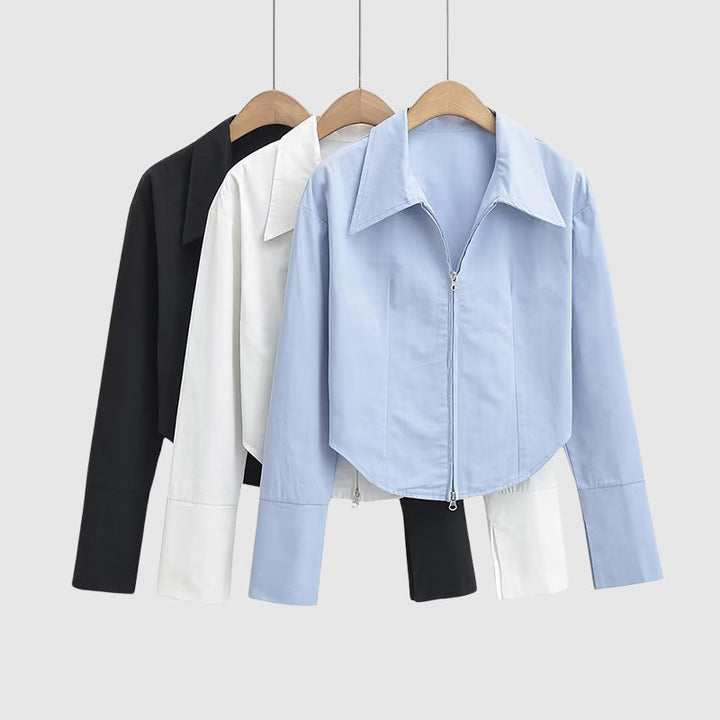 Amelie Fleur Zip Up Shirt mit femininen Details & Komfort
