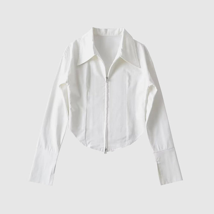 Amelie Fleur Zip Up Shirt mit femininen Details & Komfort
