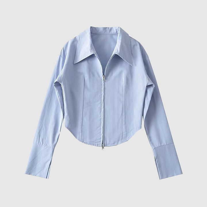 Amelie Fleur Zip Up Shirt mit femininen Details & Komfort