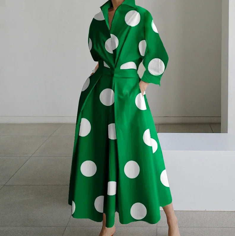 Janela | Langärmeliges Maxikleid mit Tupfen