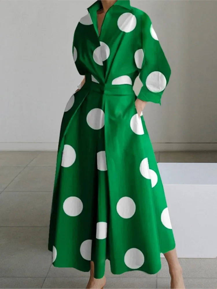Janela | Langärmeliges Maxikleid mit Tupfen