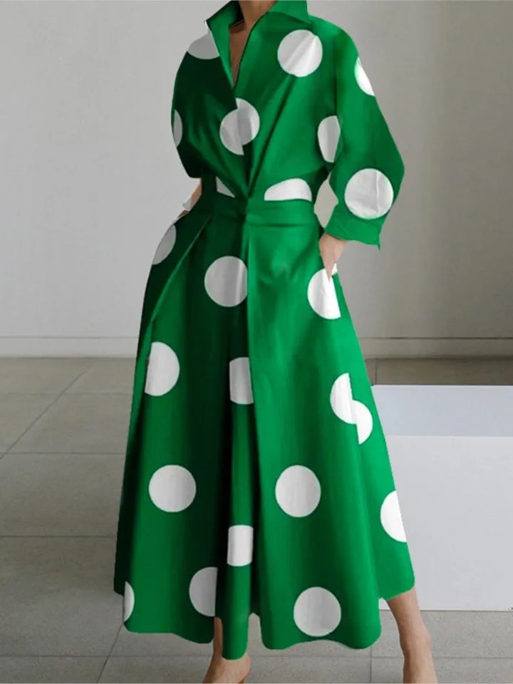 Janela | Langärmeliges Maxikleid mit Tupfen