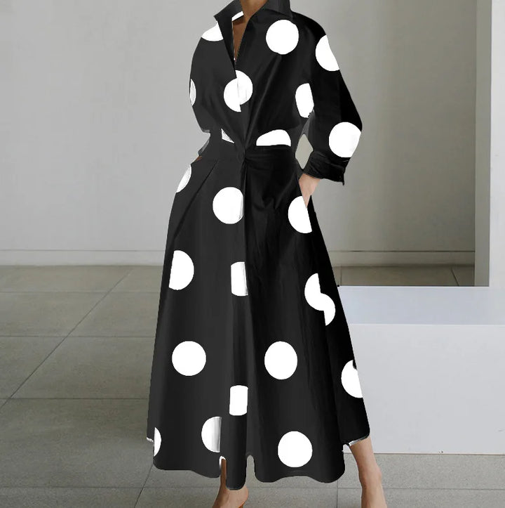 Janela | Langärmeliges Maxikleid mit Tupfen