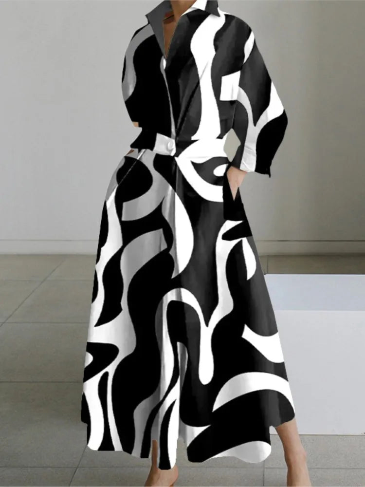 Janela | Langärmeliges Maxikleid mit Tupfen