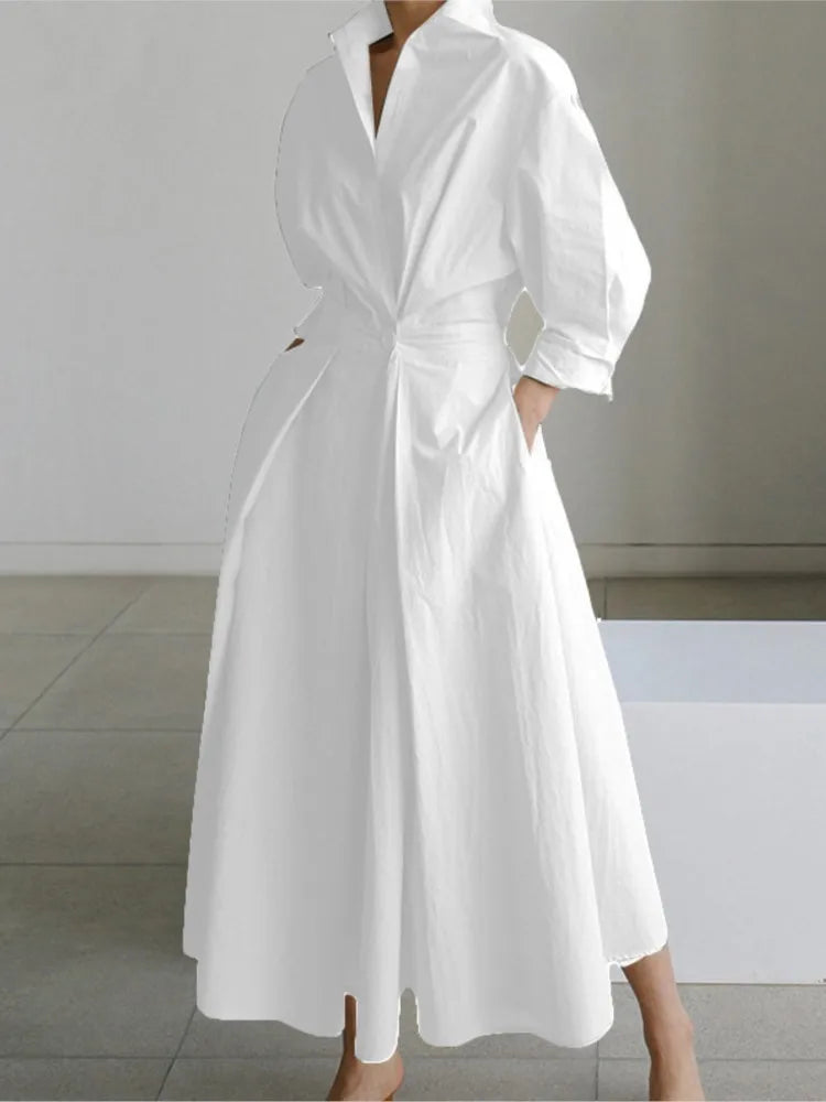 Janela | Langärmeliges Maxikleid mit Tupfen
