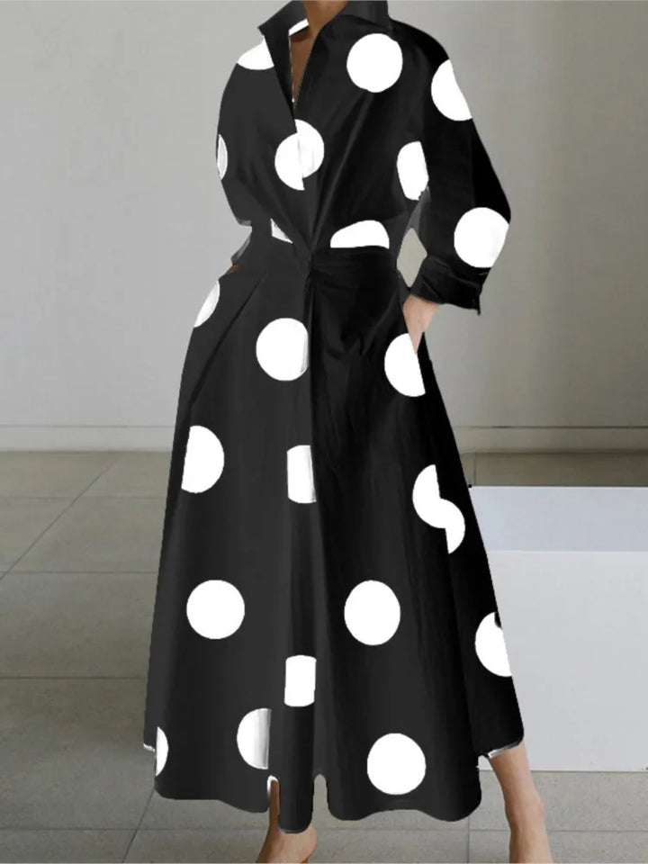 Janela | Langärmeliges Maxikleid mit Tupfen