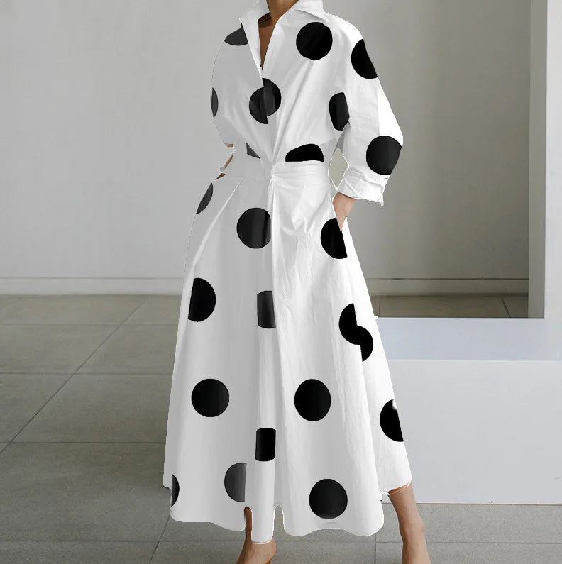 Janela | Langärmeliges Maxikleid mit Tupfen