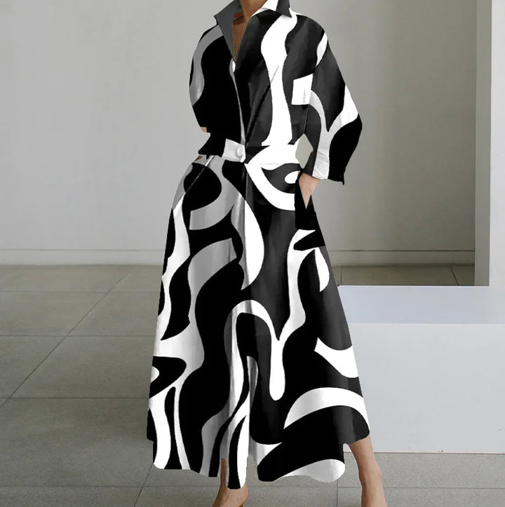 Janela | Langärmeliges Maxikleid mit Tupfen
