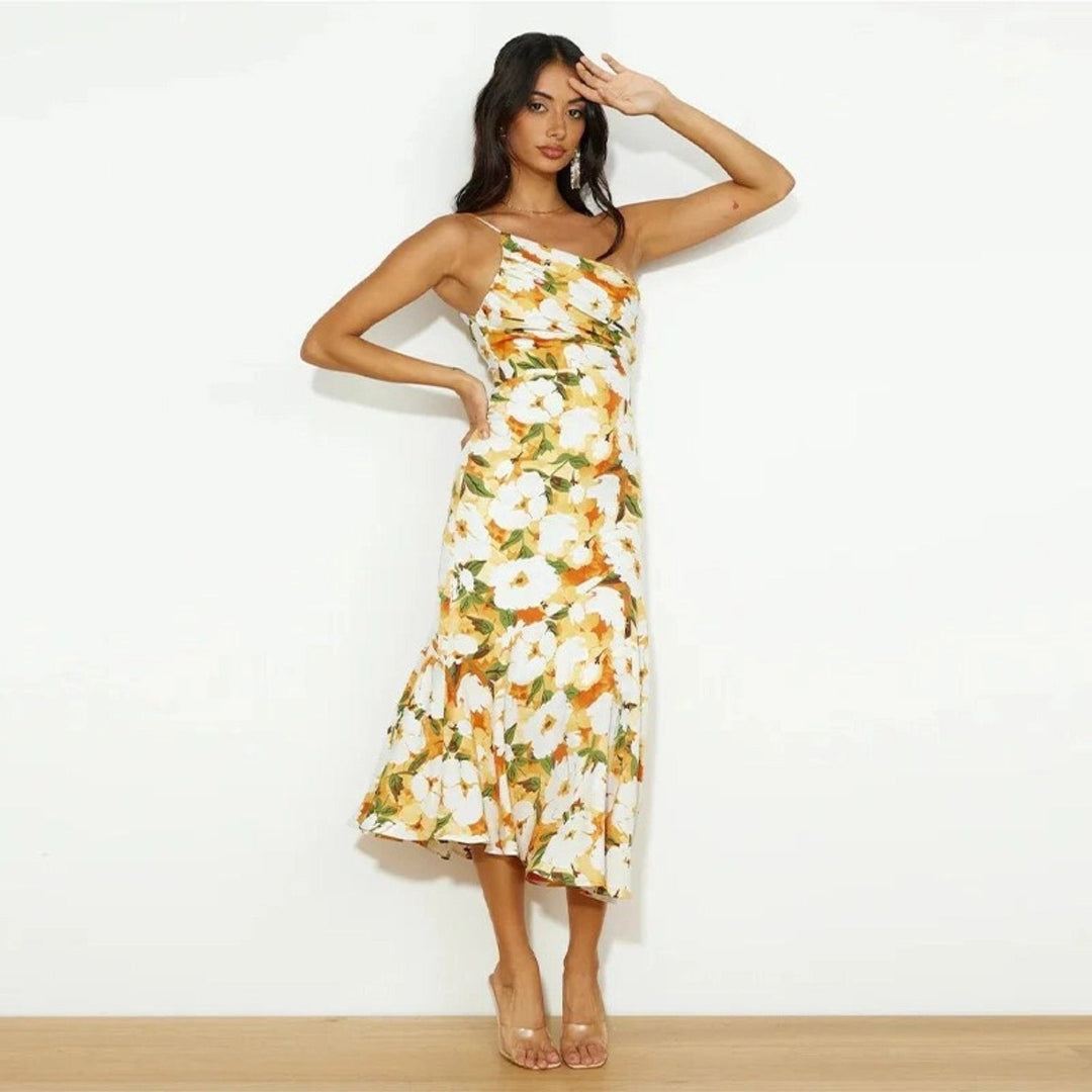 Sienna | Asymmetrisches Maxikleid mit Blumenmuster