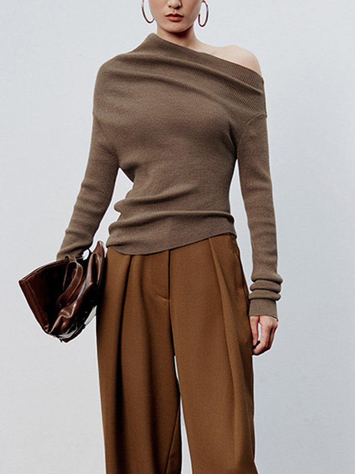 Tessa | Asymmetrisches Stricktop mit feinem Muster