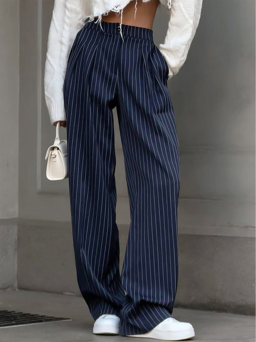 Amelie | Elegante Weite Hose Damen Streifen