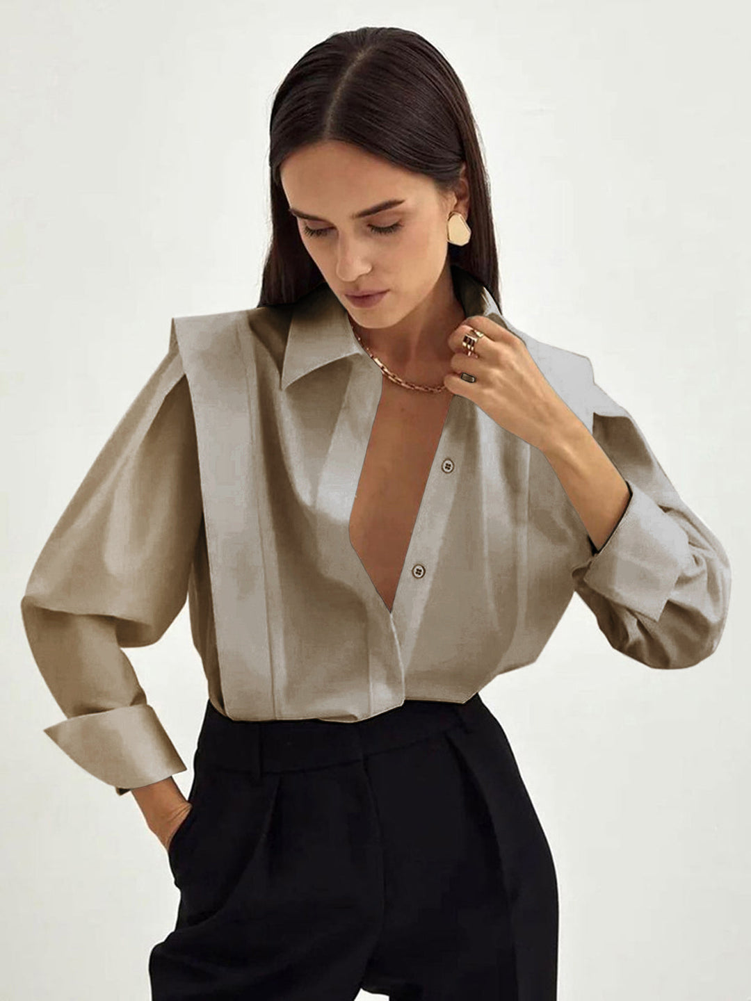 Lina | Lockeres Oversize Hemd Damen Knöpfe