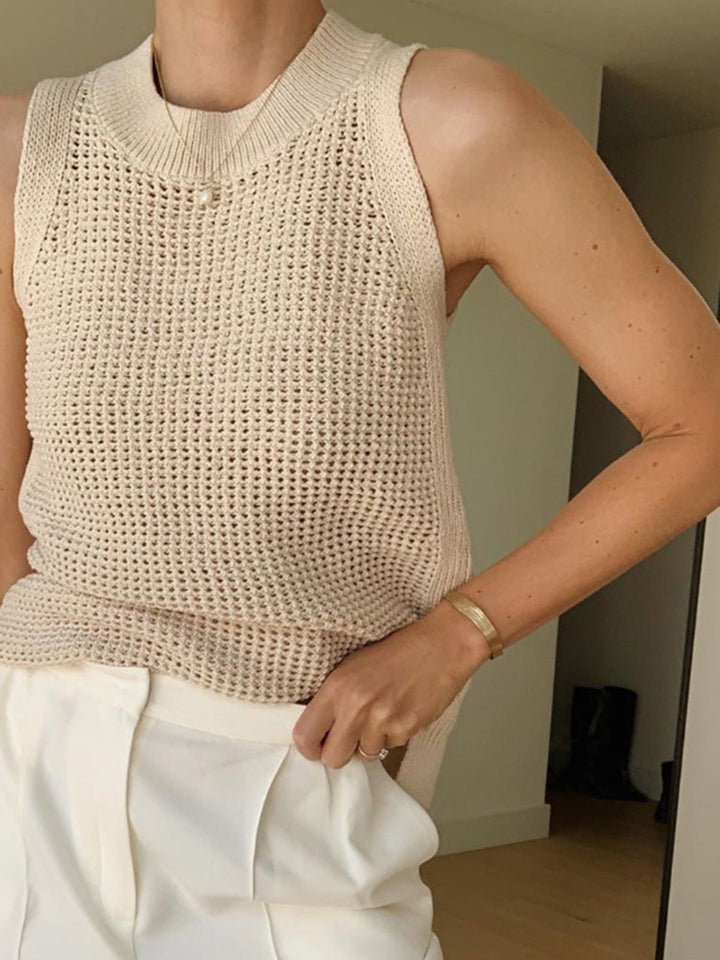 Mia | Strick Tank Top Damen Elegant Lochmuster