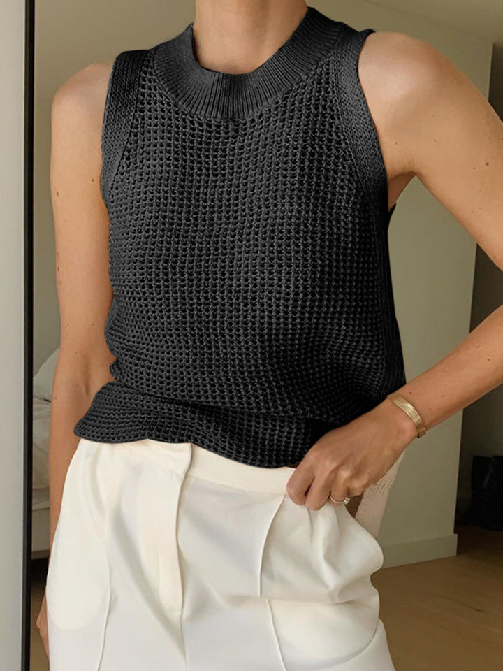 Mia | Strick Tank Top Damen Elegant Lochmuster