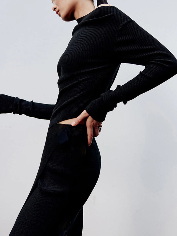 Tessa | Asymmetrisches Stricktop mit feinem Muster
