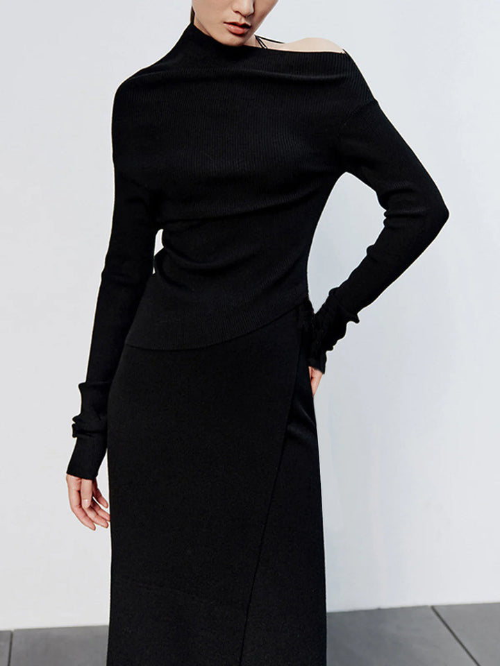Tessa | Asymmetrisches Stricktop mit feinem Muster
