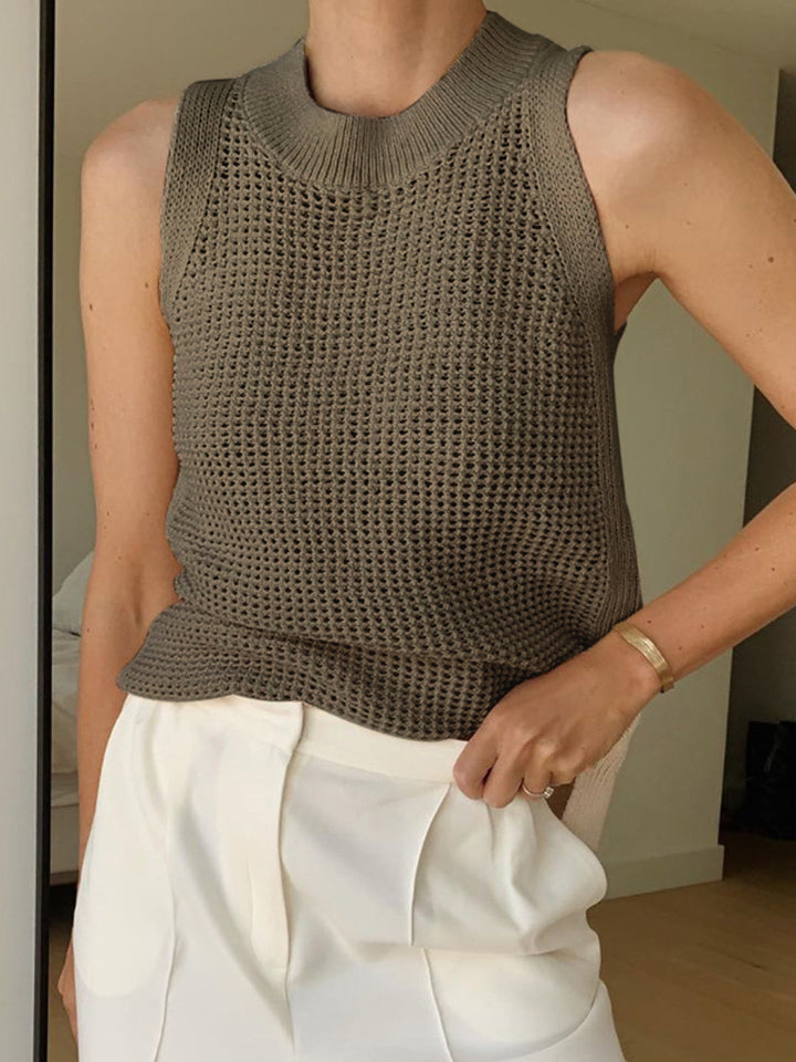 Mia | Strick Tank Top Damen Elegant Lochmuster