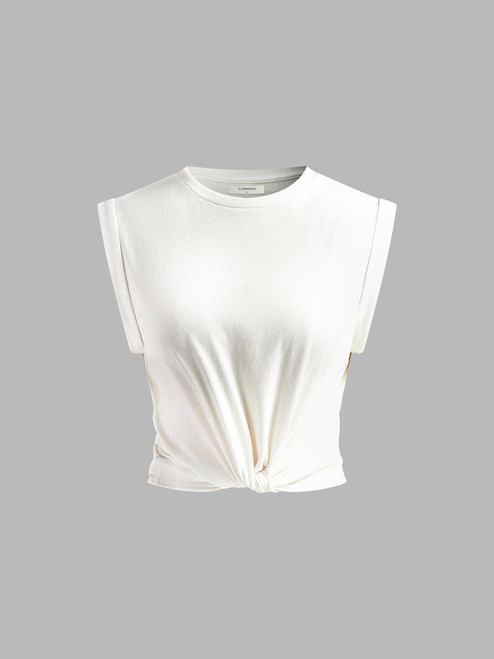 Sofia | Baumwoll T-Shirt mit Knoten Damen