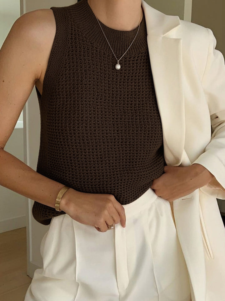 Mia | Strick Tank Top Damen Elegant Lochmuster