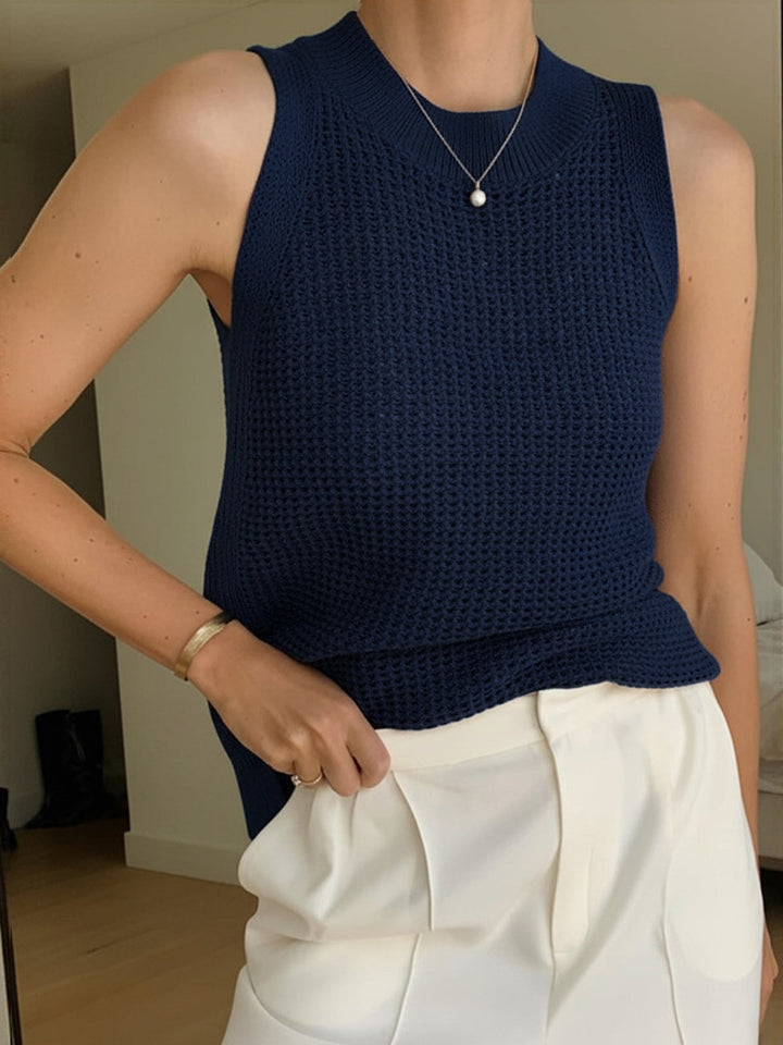 Mia | Strick Tank Top Damen Elegant Lochmuster