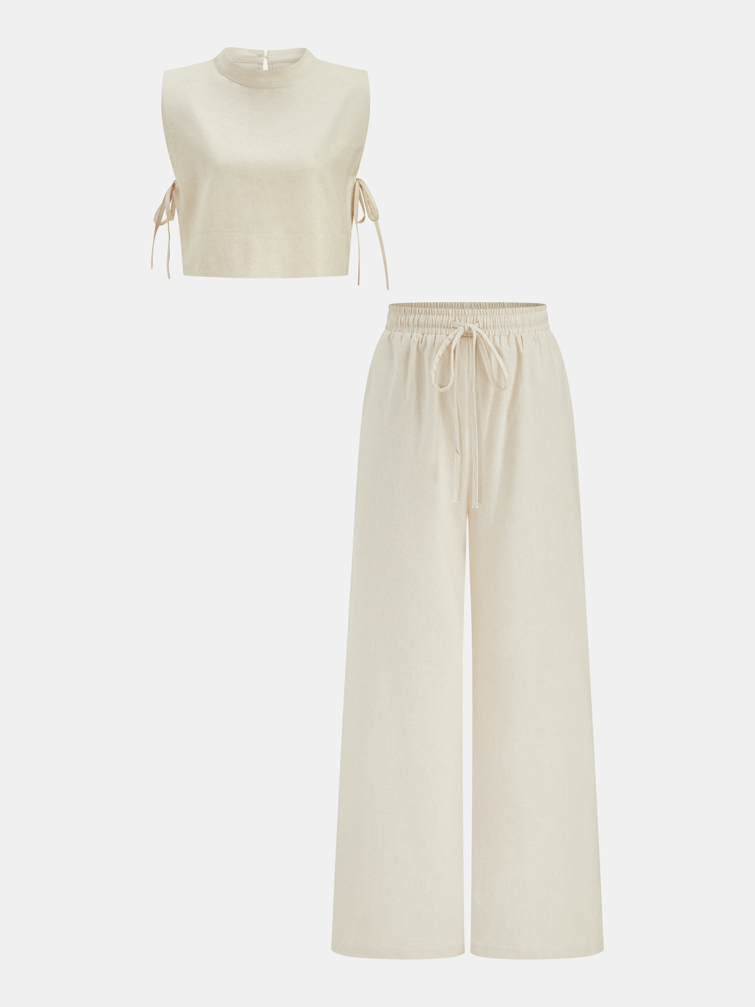 Livia | Weite Hose Set Damen Leinen Look