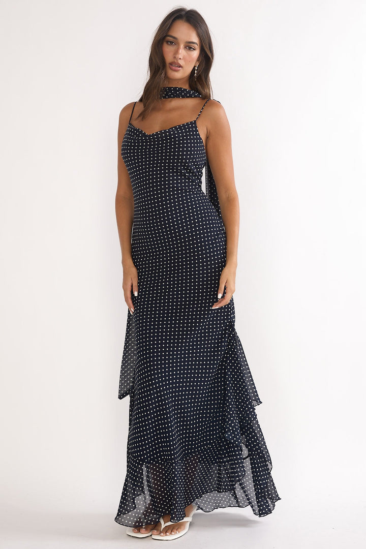 Lea | Maxikleid Damen navy stilvoll & modisch